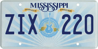 MS license plate ZIX220