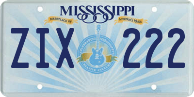 MS license plate ZIX222
