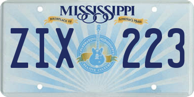 MS license plate ZIX223