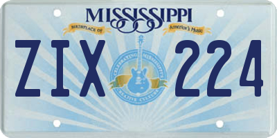 MS license plate ZIX224