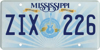 MS license plate ZIX226