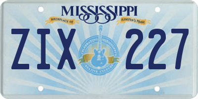 MS license plate ZIX227