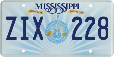 MS license plate ZIX228