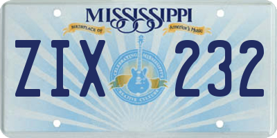 MS license plate ZIX232