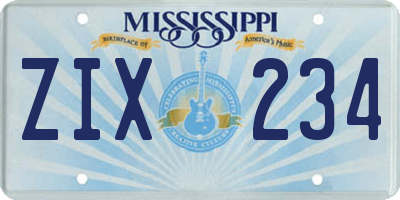 MS license plate ZIX234