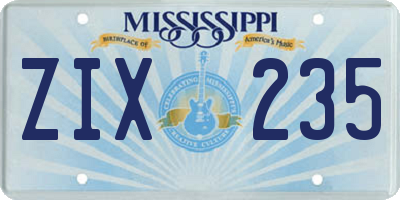 MS license plate ZIX235