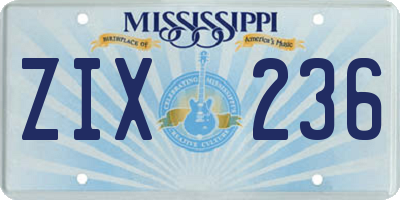 MS license plate ZIX236