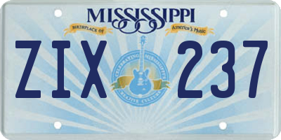 MS license plate ZIX237