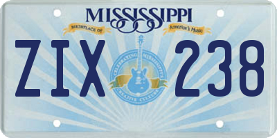 MS license plate ZIX238