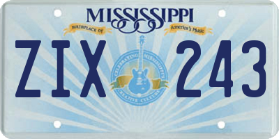 MS license plate ZIX243