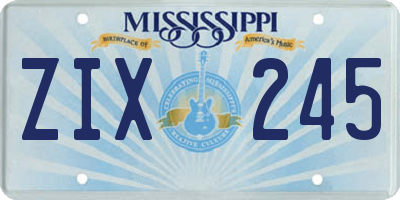MS license plate ZIX245