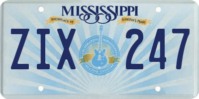 MS license plate ZIX247