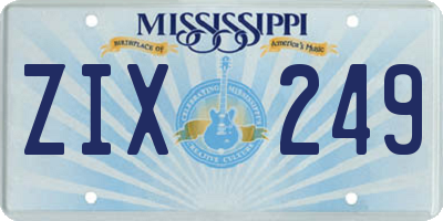 MS license plate ZIX249