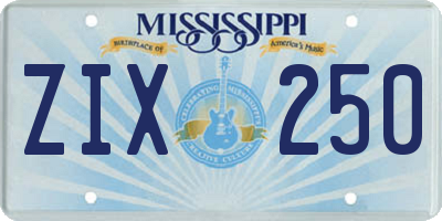 MS license plate ZIX250