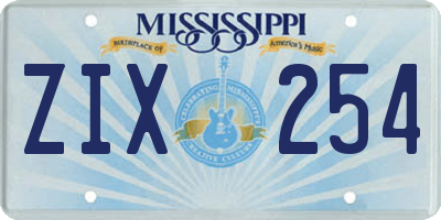 MS license plate ZIX254