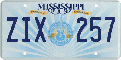 MS license plate ZIX257