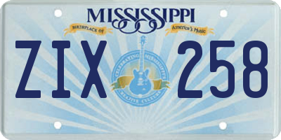 MS license plate ZIX258