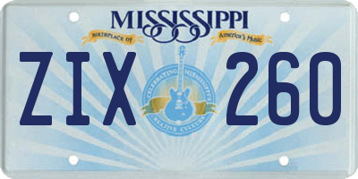 MS license plate ZIX260