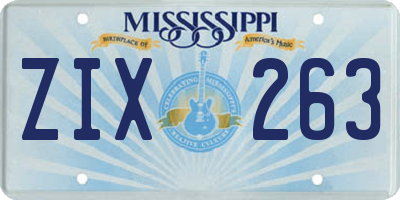 MS license plate ZIX263