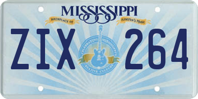 MS license plate ZIX264