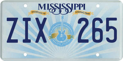 MS license plate ZIX265