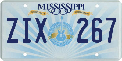 MS license plate ZIX267