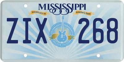 MS license plate ZIX268