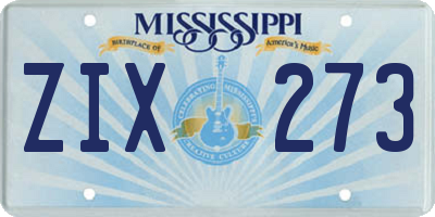 MS license plate ZIX273