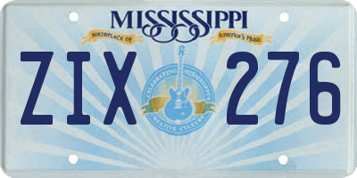 MS license plate ZIX276