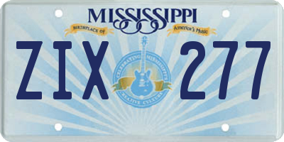MS license plate ZIX277