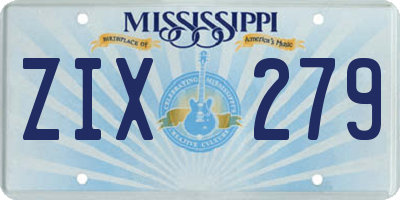 MS license plate ZIX279