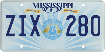 MS license plate ZIX280