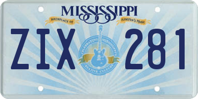 MS license plate ZIX281
