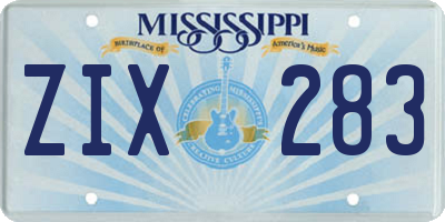 MS license plate ZIX283