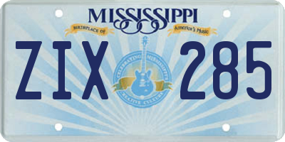 MS license plate ZIX285