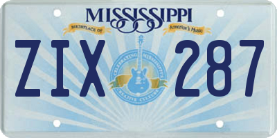 MS license plate ZIX287