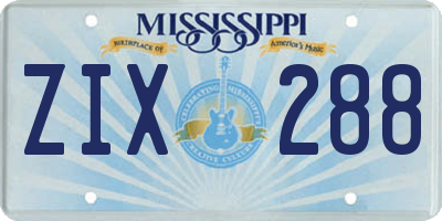 MS license plate ZIX288