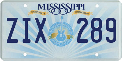 MS license plate ZIX289