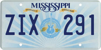 MS license plate ZIX291