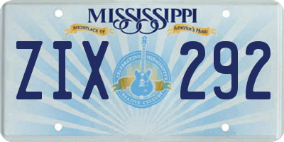 MS license plate ZIX292