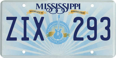 MS license plate ZIX293