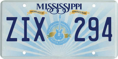 MS license plate ZIX294