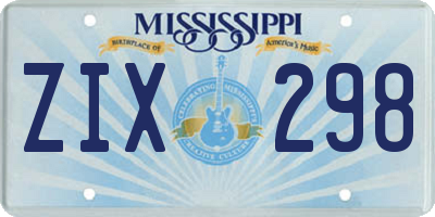 MS license plate ZIX298