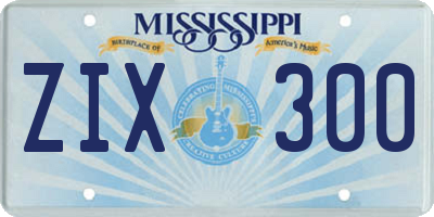 MS license plate ZIX300