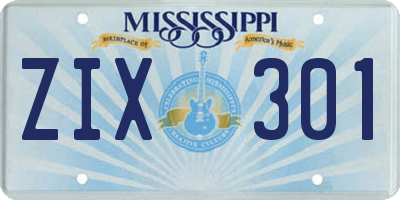 MS license plate ZIX301