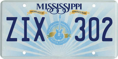 MS license plate ZIX302