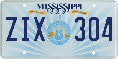 MS license plate ZIX304