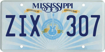 MS license plate ZIX307