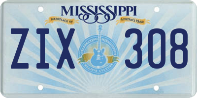 MS license plate ZIX308