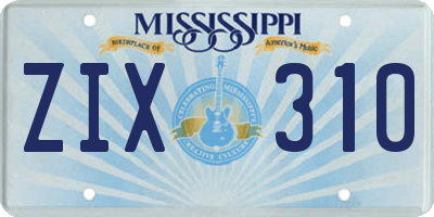 MS license plate ZIX310
